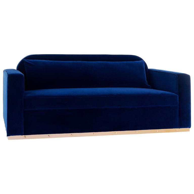 modern velvet sofa nailhead midnight sofa modern classic blue velvet sofa on metal plinth for sale at modern velvet sofa nailhead midnight sofa modern classic blue velvet sofa on metal plinth for sale at
