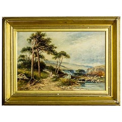 Landscape in a Golden Frame, Signed by Carl Brennir