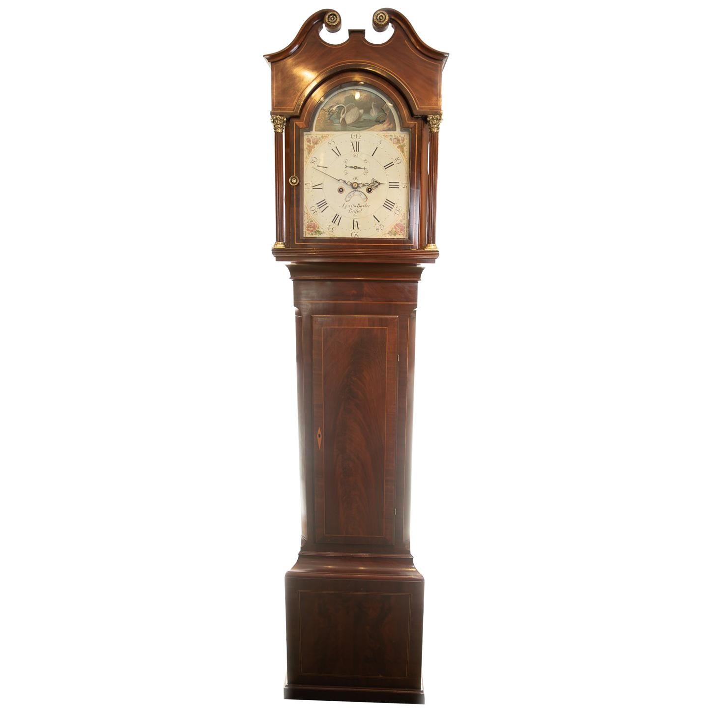 18th Century Aquilla Barber 8 Day Arched Automata Longcase Clock For Sale