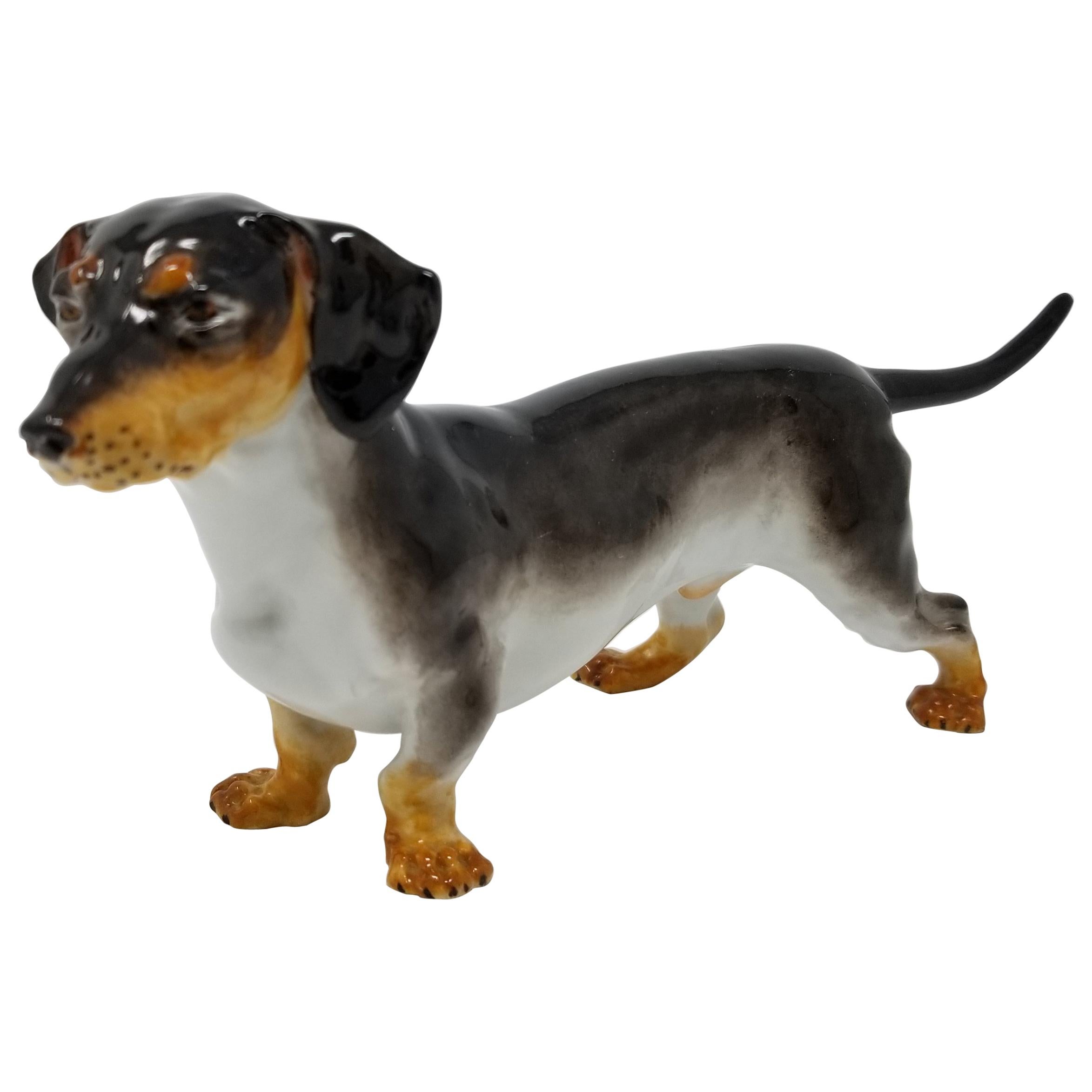 Antike Meissen Porcelain Figur eines Dackelhundes im Angebot