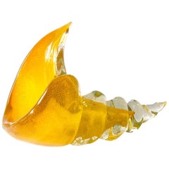 Barbini Murano Art Glass Bullicante Cornucopia Glass Centerpiece