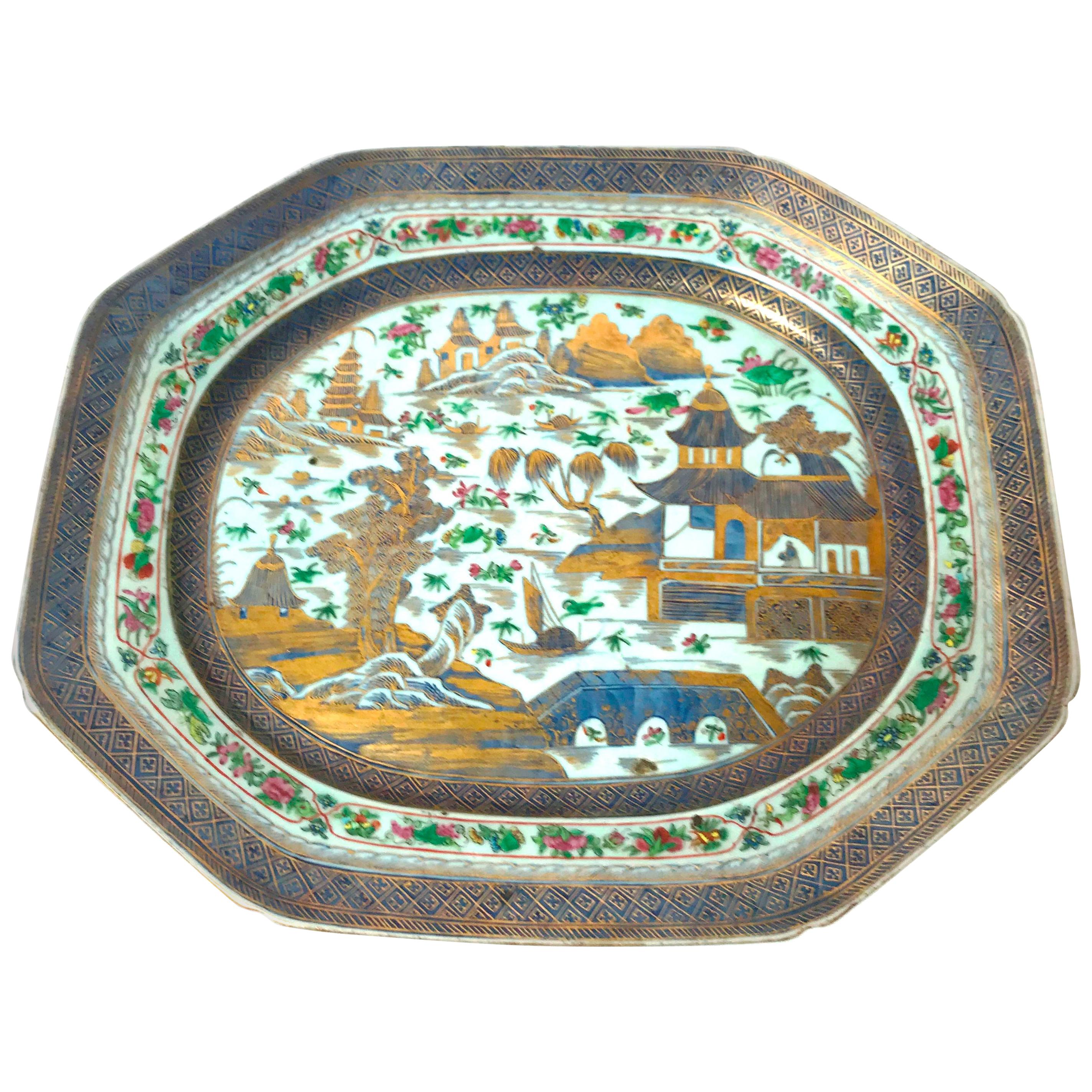 Rare Exceptional Large 18th Century Chinese Export Platter For Sale
