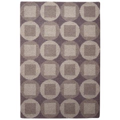 Grey Circle and Square 'Lloyd' Handwoven Rectangular Wool Rug