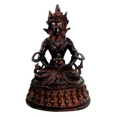Tibetische Bronze- und vergoldete Tempelschrein-Skulptur der Gottheit Bodhisattva Weiße Tara aus Tibet
