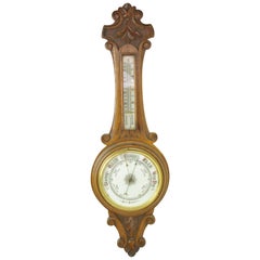 Antique Barometer, Aneroid Barometer, Walnut Barometer, Scotland, 1890