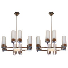 Pair of Jacques Adnet Chandeliers