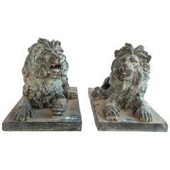 Pair of Bronze Lions
