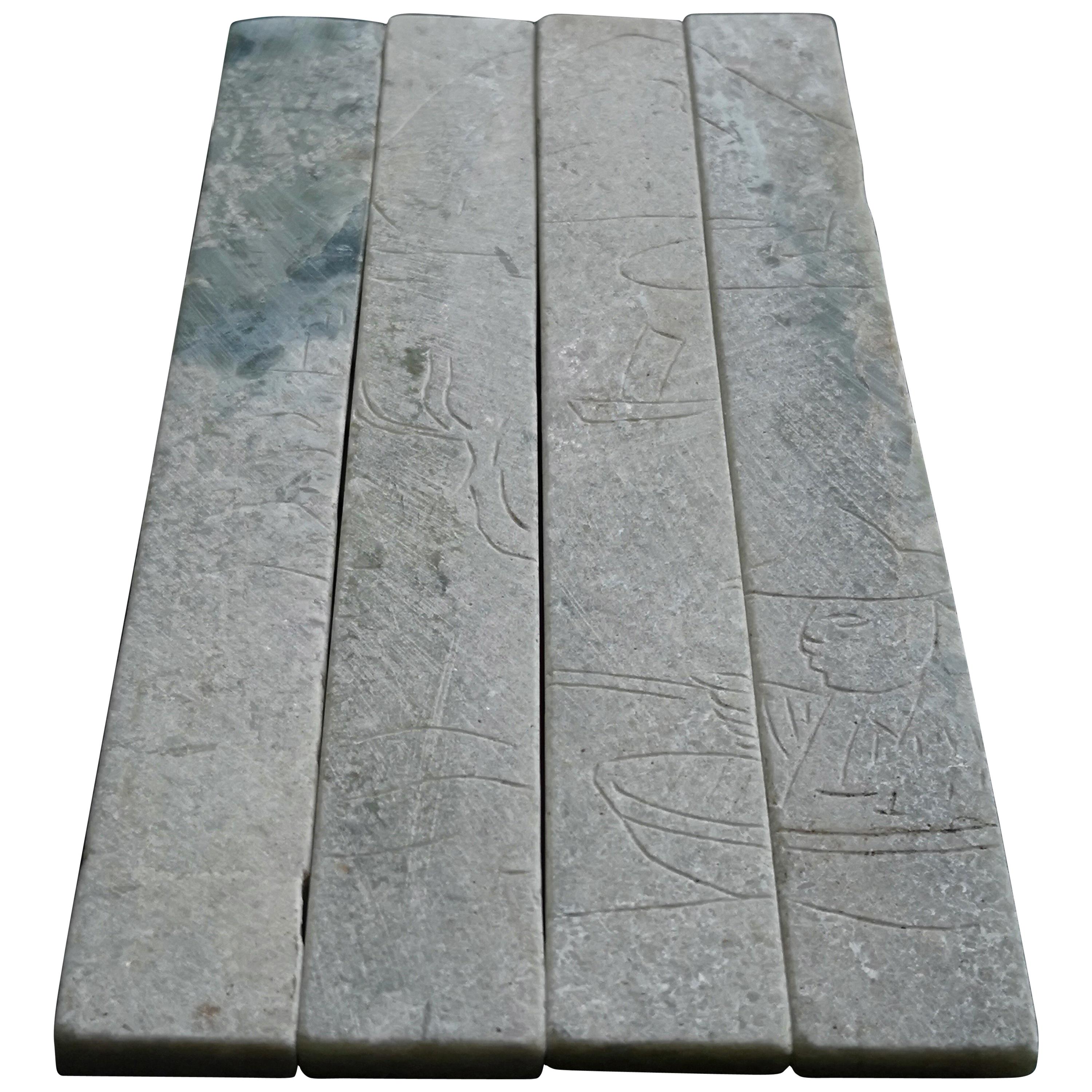 China Ancient Jade Set Four Engraved Tablets, 475-221 BC