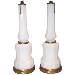 White Opaline Glass Table Lamps