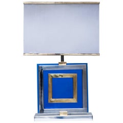 Romeo Rega Bicolor Blue Glass Table Lamp Signed