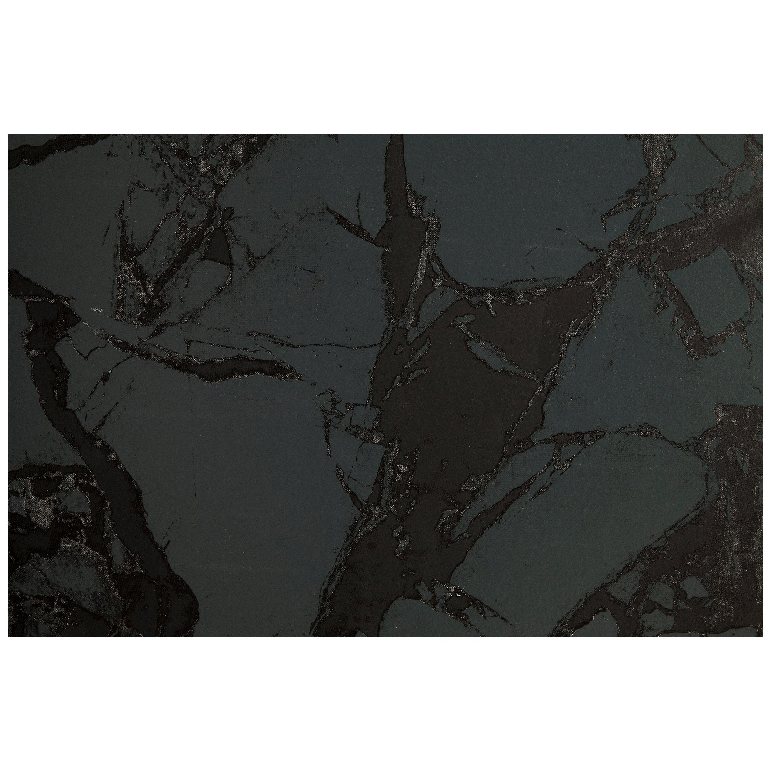 Levante Nero Monochromatic Marble Wallpaper with Dark Gray and Subtle Black Inks For Sale