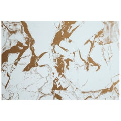 Levante Breccia Marble Wallpaper with Robin’s Egg Blue and Metallic Gold Inks