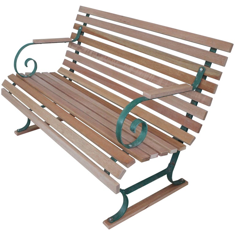 American Garden Bench with New Mahogany Wood For Sale at 1stdibs