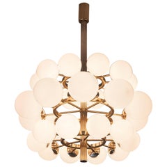 Large Metal Chandelier with Opaline Glass Spheres 