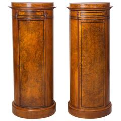 Pair of Danish Empire and Biedermeier Cylinder Cabinets in Burled Walnut 6