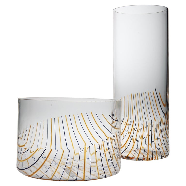 Satz von Glasvase und Glas Schüssel von Fratelli Toso 1