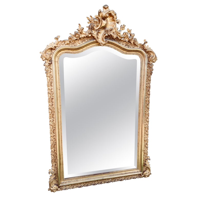 French Rococo Style Mirror with Gilt Wood Frame, Early 1900s at 1stdibs