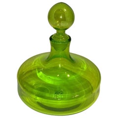 Mid-Century Modern Large Blenko Glass Apple Green Decanter