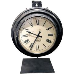 English Railroad Station Clock on Custom Iron Stand 4