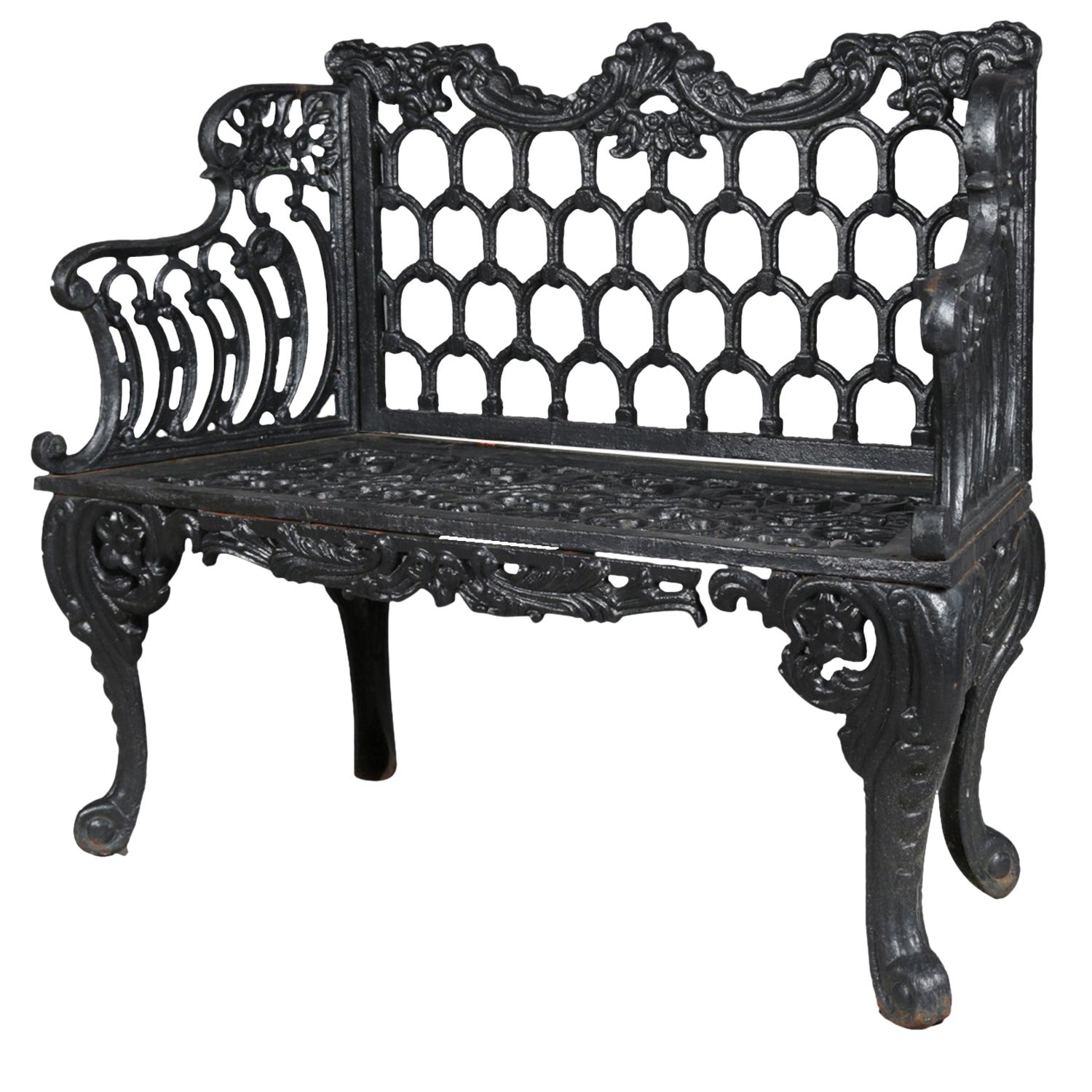 Rococo Revival Painted Cast Iron Rose Garden Bench By Kramer Bros Rococo Revival Painted Cast Iron Rose Garden Bench By Kramer Bros At 1stdibs