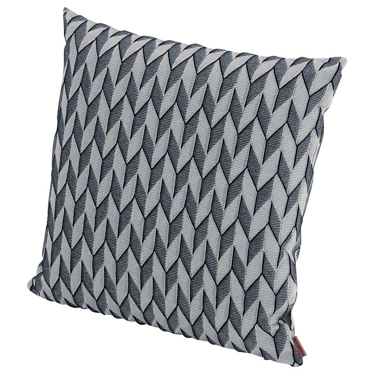 MissoniHome Sestriere Cushion with 3-D Black & White Chevron Print For Sale