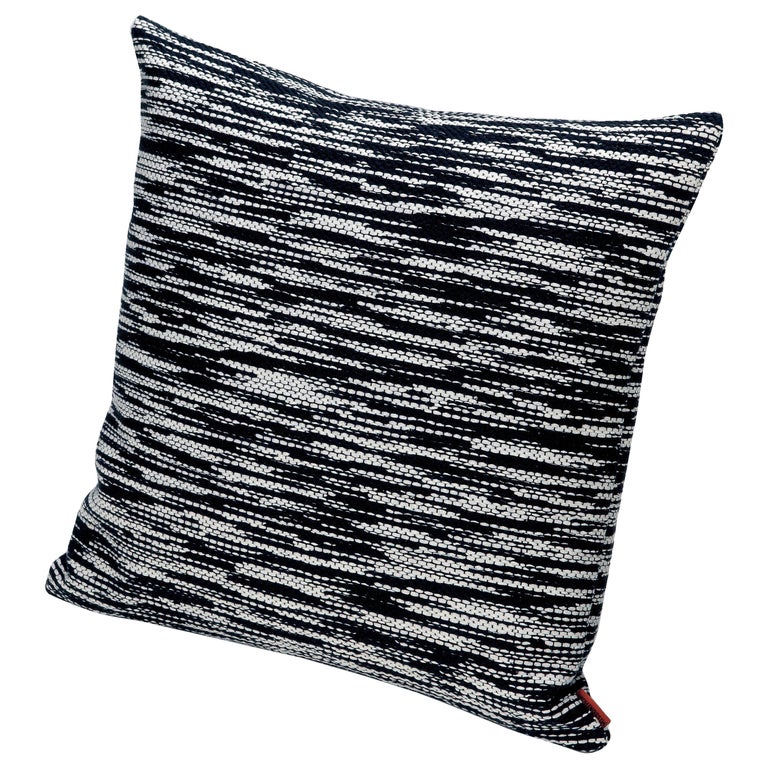 MissoniHome Zermatt Cushion with Black and White Flame Stitch Pattern For Sale
