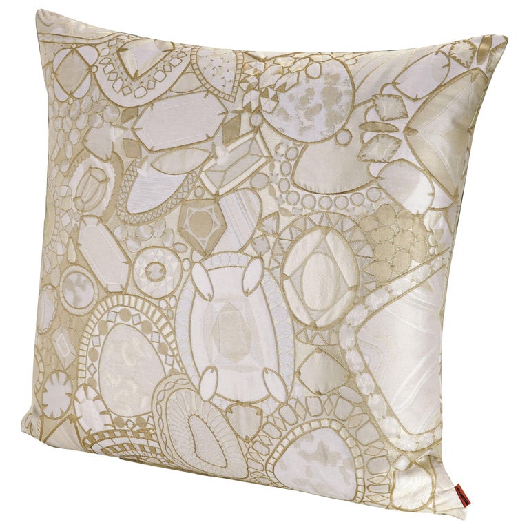 MissoniHome Pessac Cushion in Gold and Ivory Jewel Print For Sale