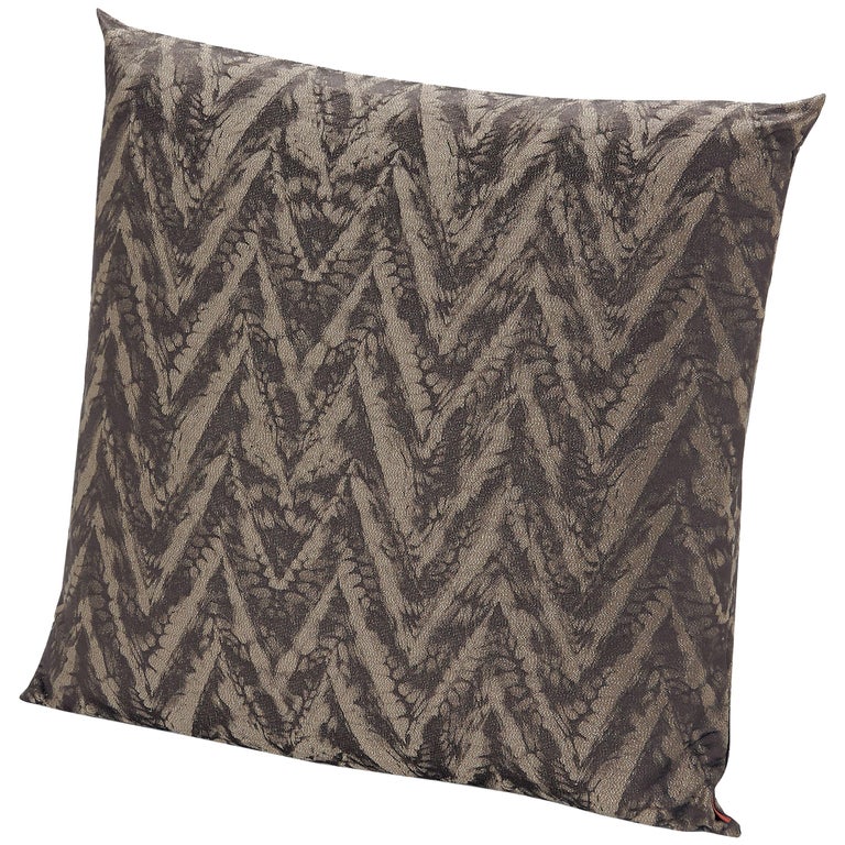MissoniHome Reunion Cushion with Brown Chevron Print For Sale