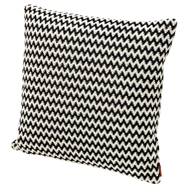 MissoniHome Varsavia Cushion in Black and White Chevron Pattern For Sale