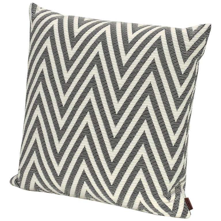 MissoniHome Nossen Cushion with Chevron Print in Black & White For Sale