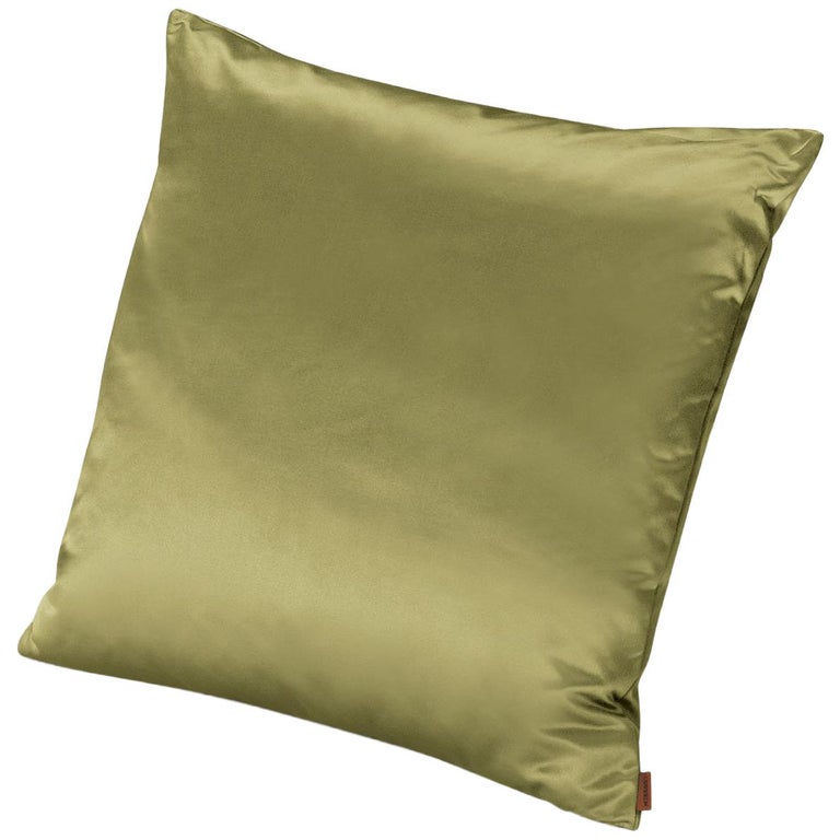 MissoniHome Mono Cushion in Lime Green Cotton and Silk For Sale