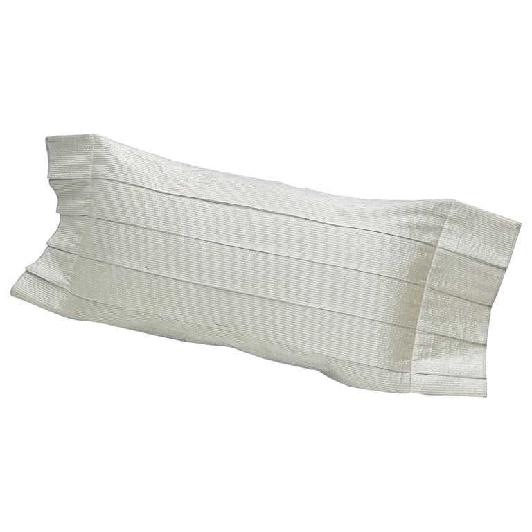 MissoniHome Kadu Cushion in Textured Silver Cotton & Silk Fabric For Sale
