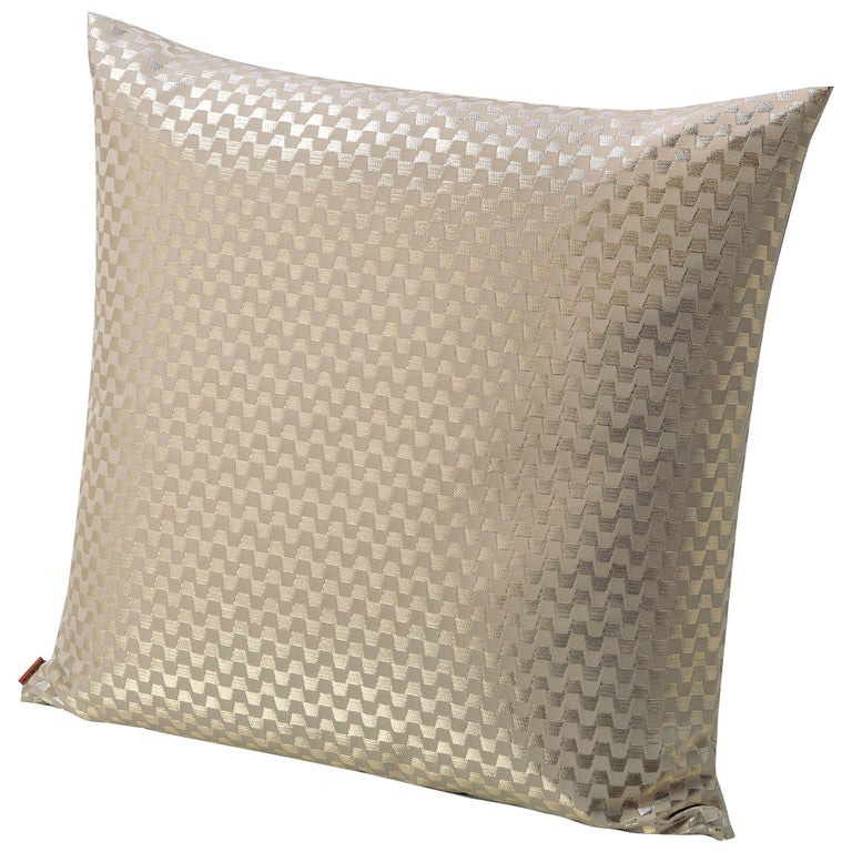 MissoniHome Lok Cushion with Greek Key Print in Gold For Sale