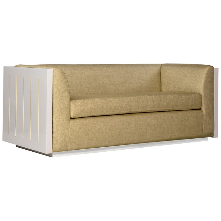 Small Monterey Sofa In Beige With Lacquered Frame By Badgley Mischka Small Monterey Sofa In Beige With Lacquered Frame By Badgley Mischka Home For