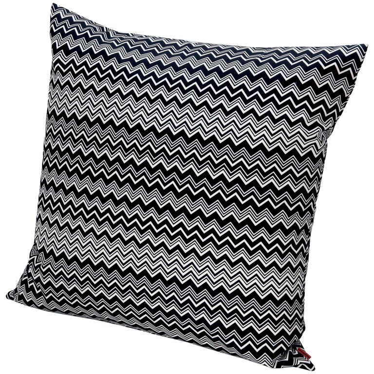 MissoniHome Tobago Cushion in Black and White Chevron Pattern For Sale
