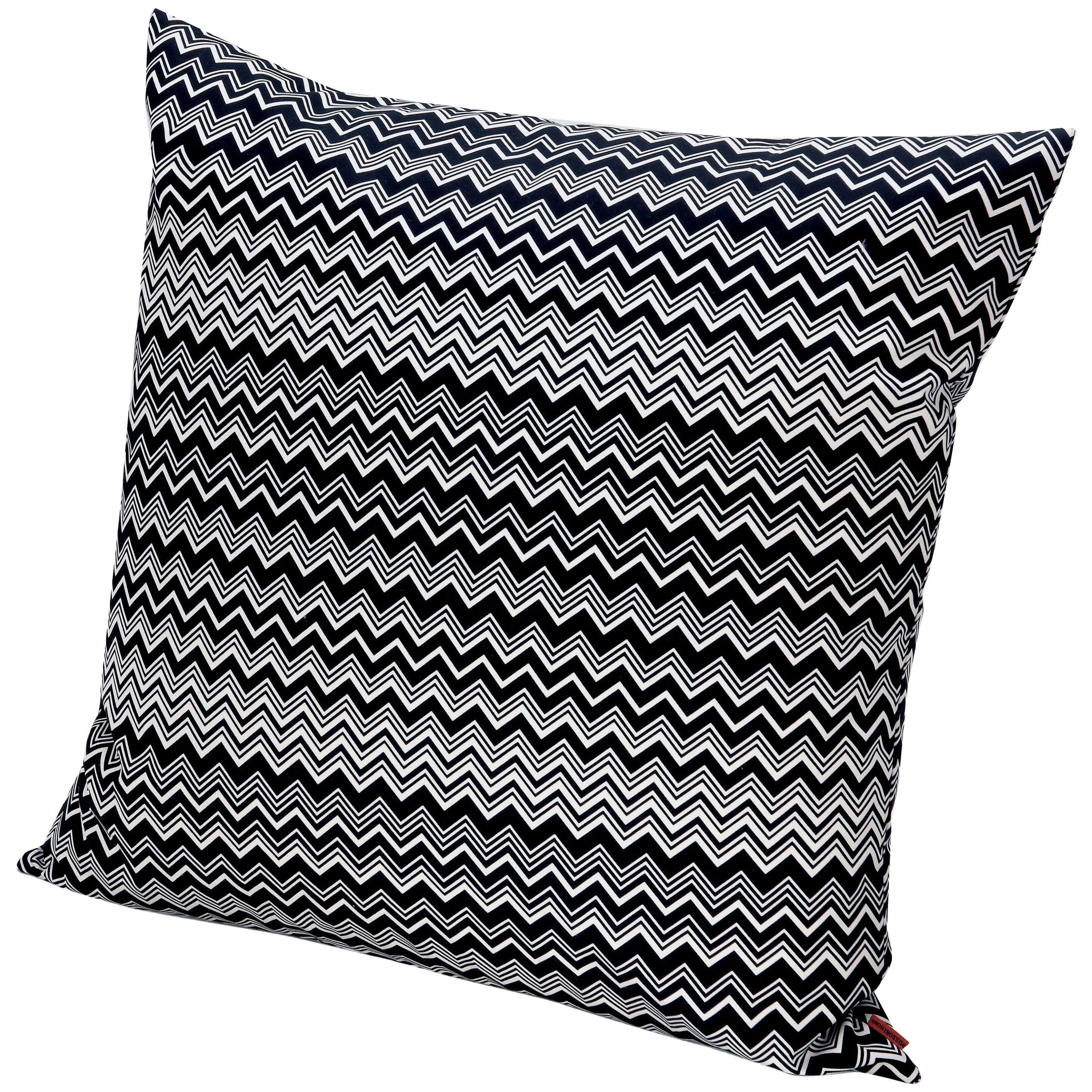 Missoni Home Orvault Cushion in Black and White Chevron Print For Sale