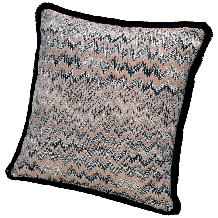 MissoniHome Thailand Cushion with Pink and Blue Wave Pattern For Sale