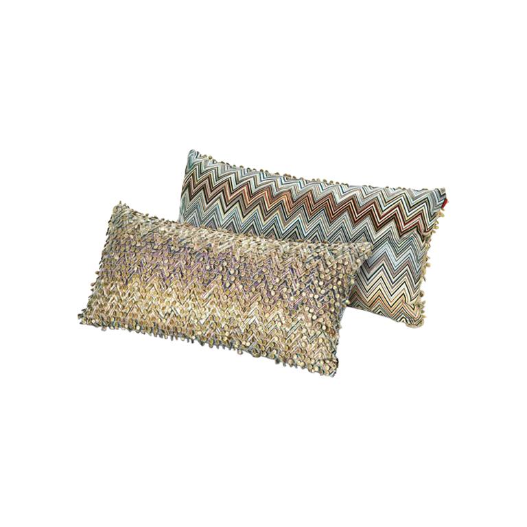 MissoniHome Jarris & Jamilena Cushion Set in Multi-Color and Beige Patterns For Sale