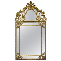 Antique French Louis XV Rococo Style Gold Trumeau Console Wall Mirror