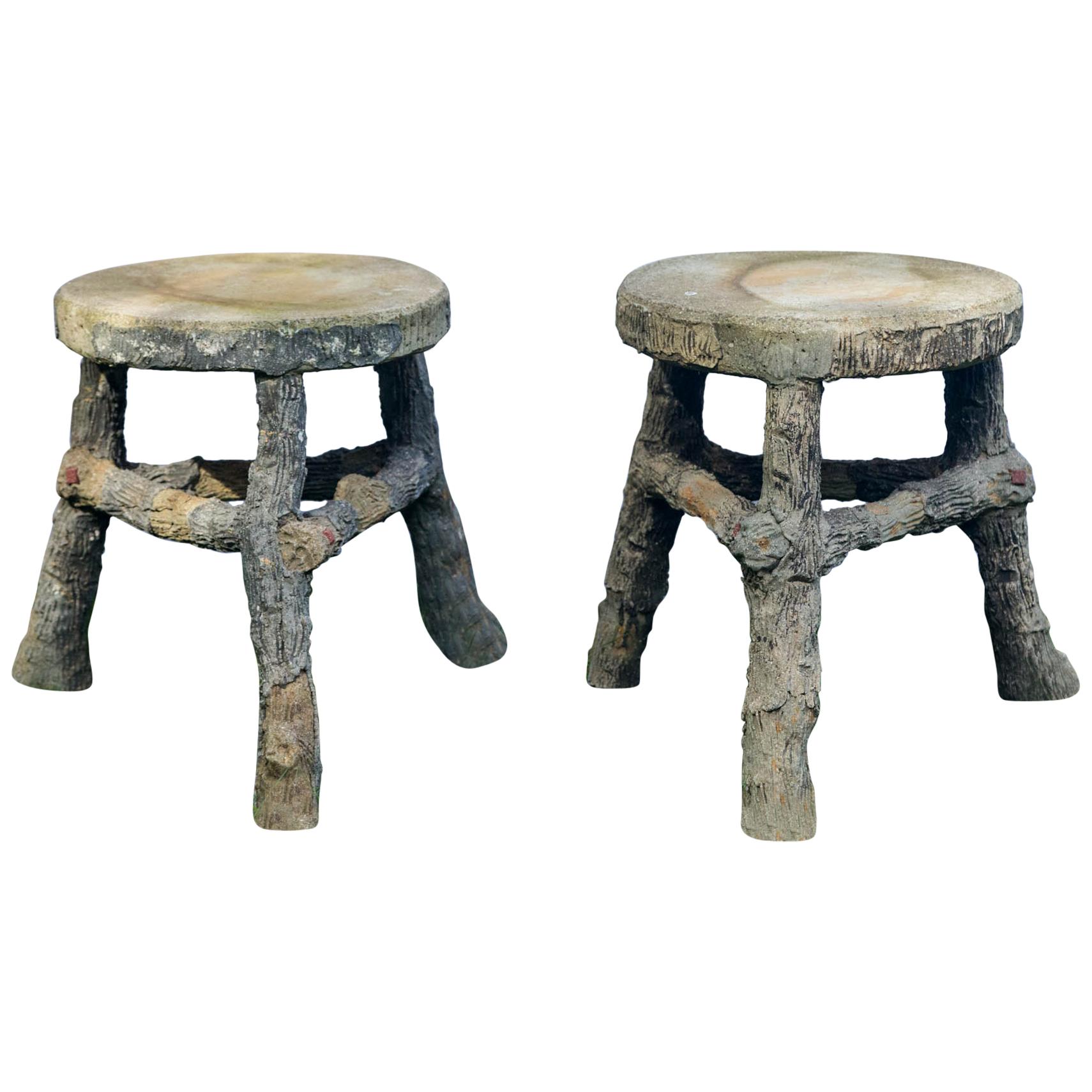 Pair of Faux Bois Stools