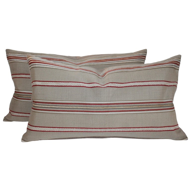 Pair of Vintage Ticking Pillows For Sale at 1stdibs