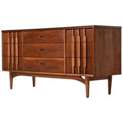 Mid-Century Modern Oak and Walnut Triple Dresser by Kroehler