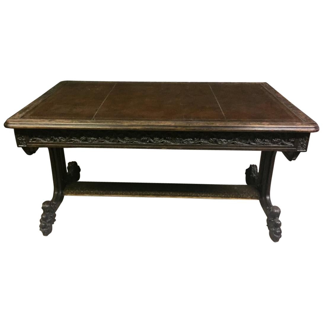 A.W.N Pugin and Sir Charles Barry, an Important Gothic Revival Oak Library Table For Sale