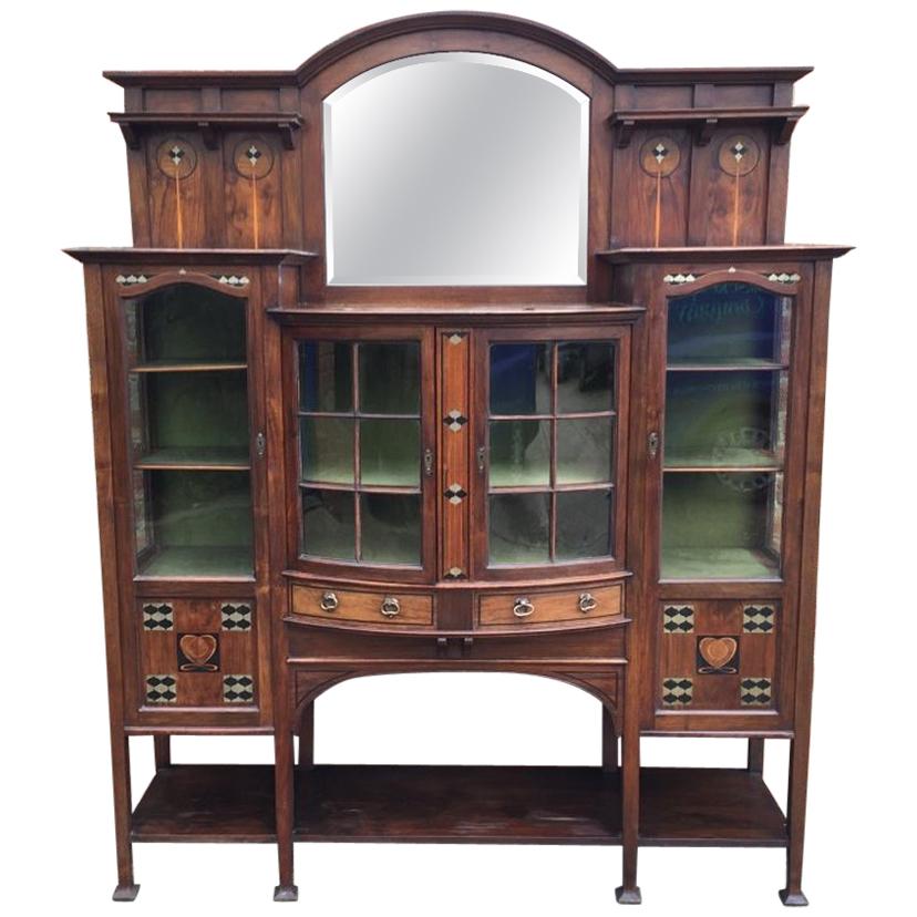 Waring and Gillows, an Exceptional, Bow Fronted Inlaid Display Cabinet For Sale