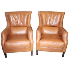 1980s Pair of Spanish Leather Armchairs