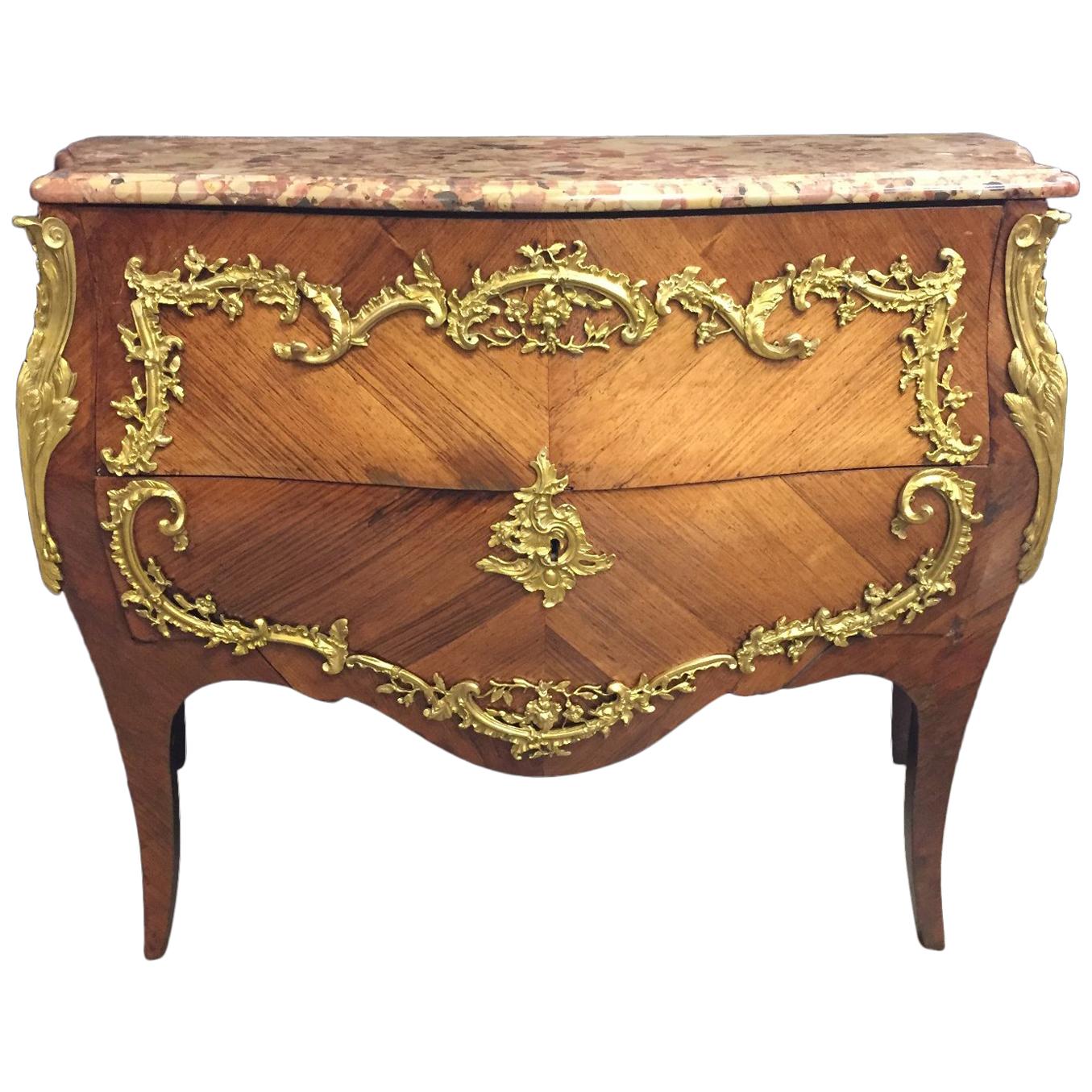 French Louis XV Style Commode, 19th Century Signed JVHD  For Sale