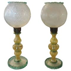 Pair Of Italian Mid Century Murano Glass Lamps 6