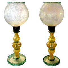 Pair of Murano Glass Lamps Attributed to Seguso
