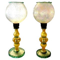 Coppia di lampade in vetro di Murano attribuite a Seguso