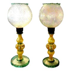 Paire de lampes en verre de Murano attribuées à Seguso